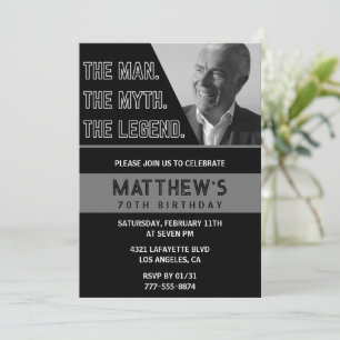 Invitaciones negras para el 70 cumpleaños El hombr