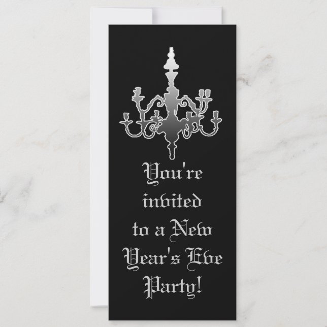 Invitaciones negras y de plata elegantes de Noche (Anverso)