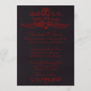 Invitaciones negras y rojas de lujo simples de la
