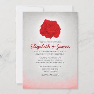 Invitaciones negras y rojas florales de moda de la