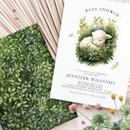 Invitaciones neutrales de género de Lamb Baby Show