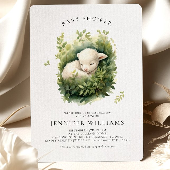 Invitaciones neutrales de género de Lamb Baby Show (Subido por el creador)
