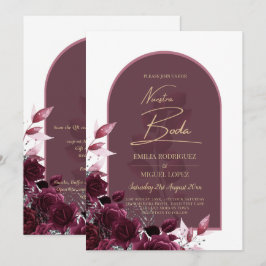 INVITACIONES NUESTRA BODA Wine Red Roses