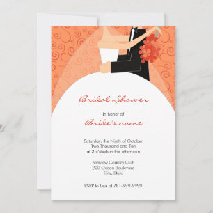 Invitaciones nupciales anaranjadas de la ducha