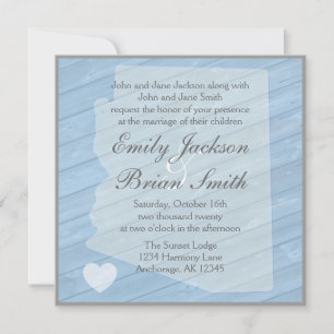 Invitaciones nupciales azul de Arizona de madera r