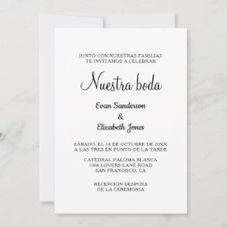 invitaciones nupciales de boda de boda en blanco