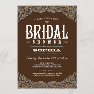 Invitaciones nupciales de la ducha de Brown