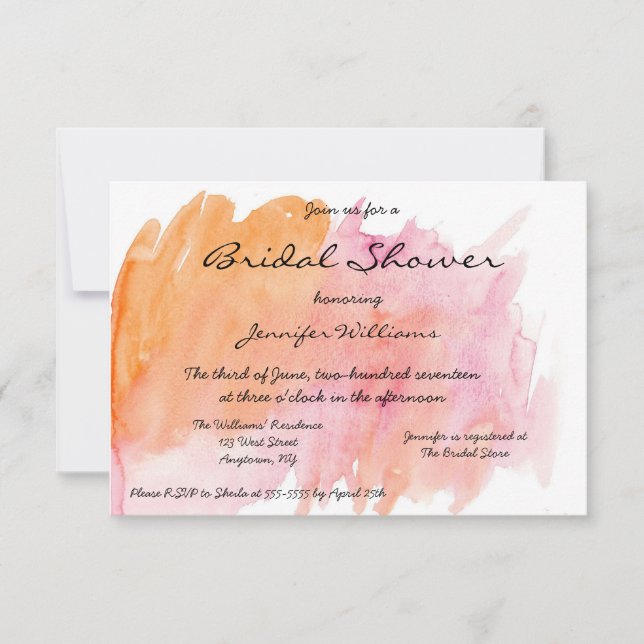 Invitaciones nupciales de la ducha de la acuarela (Anverso)