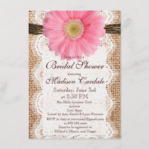 Invitaciones nupciales de la ducha de la arpillera