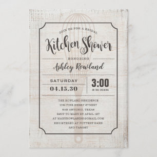 Invitaciones nupciales de la ducha de la cocina