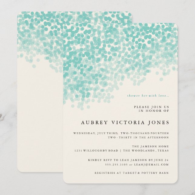 Invitaciones nupciales de la ducha de la ducha (Anverso / Reverso)