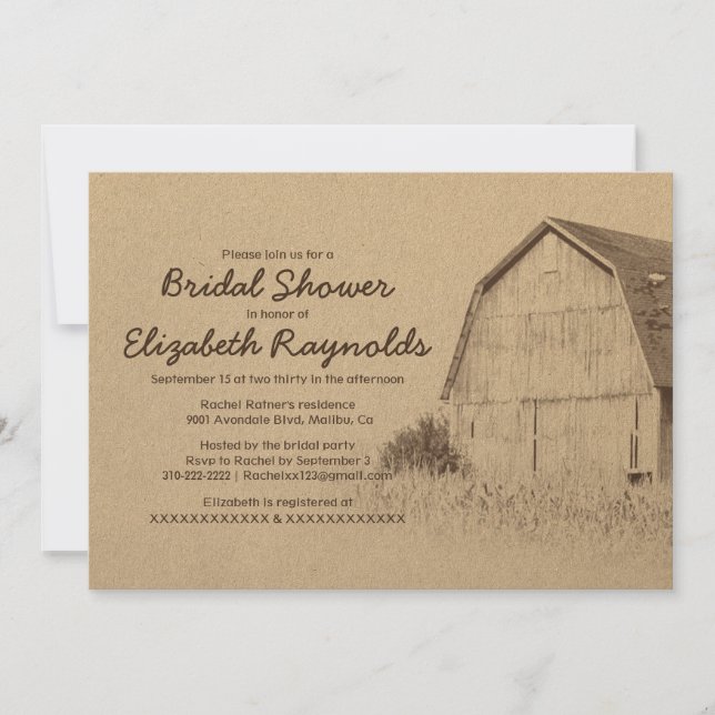 Invitaciones nupciales de la ducha de la granja (Anverso)