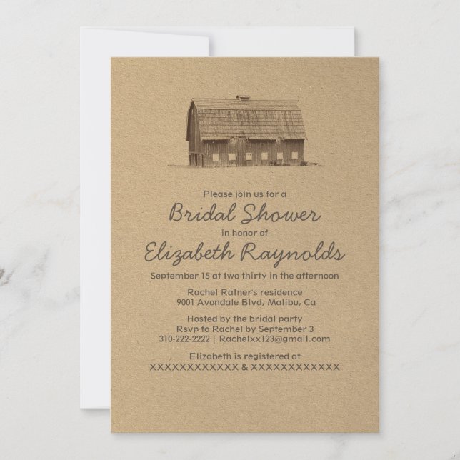 Invitaciones nupciales de la ducha de la granja (Anverso)