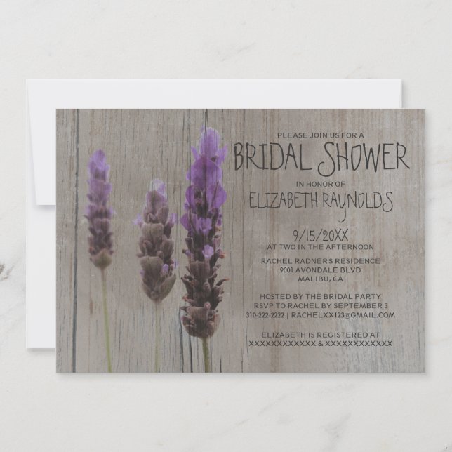 Invitaciones nupciales de la ducha de la lavanda (Anverso)