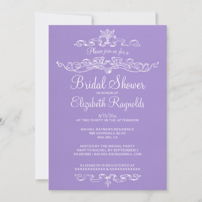 Invitaciones nupciales de la ducha de la lavanda (Anverso)