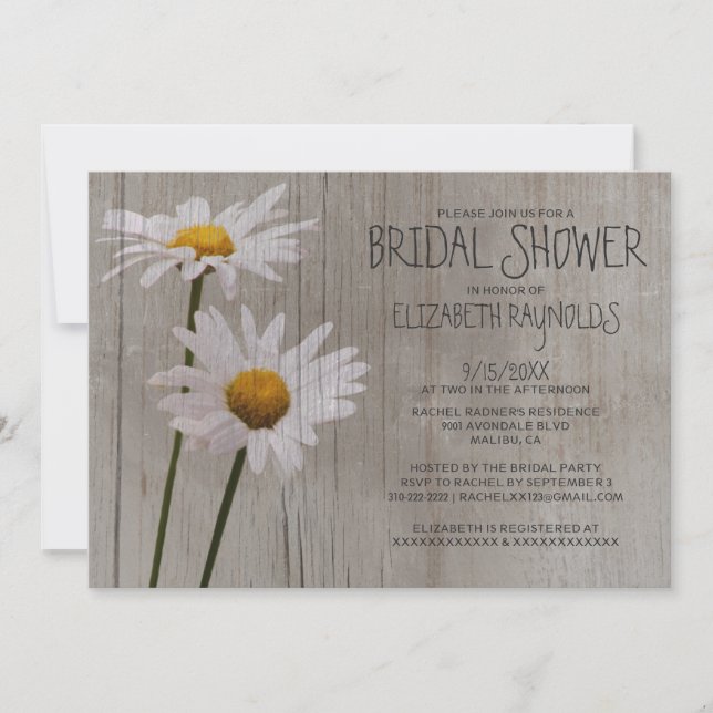 Invitaciones nupciales de la ducha de la margarita (Anverso)