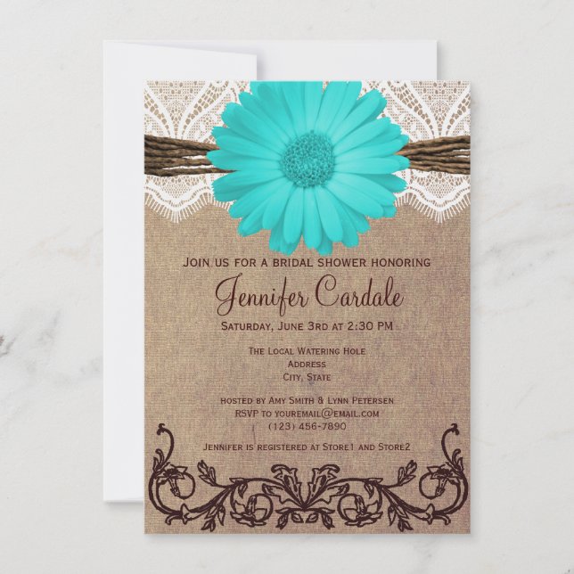 Invitaciones nupciales de la ducha de la margarita (Anverso)