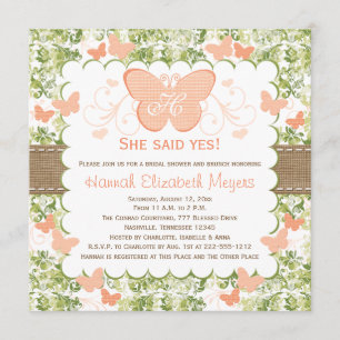 Invitaciones nupciales de la ducha de la mariposa