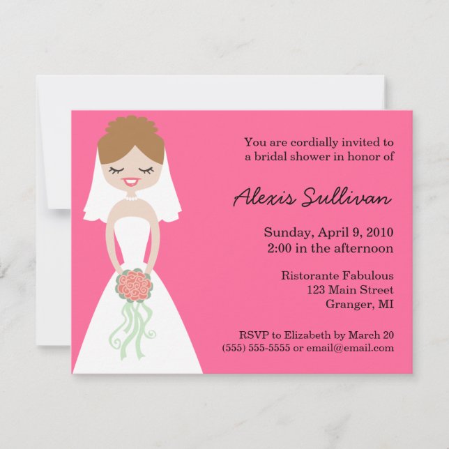 Invitaciones nupciales de la ducha de la novia (Anverso)