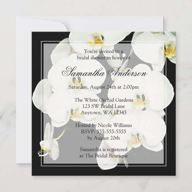 Invitaciones nupciales de la ducha de la orquídea (Anverso)