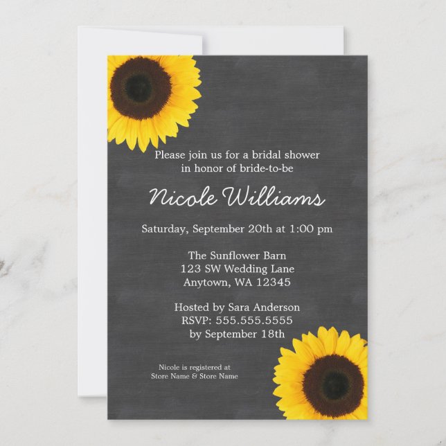 Invitaciones nupciales de la ducha de la pizarra (Anverso)