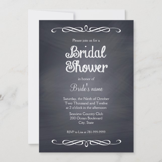 Invitaciones nupciales de la ducha de la pizarra (Anverso)