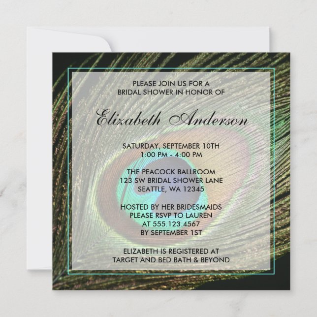 Invitaciones nupciales de la ducha de la pluma (Anverso)