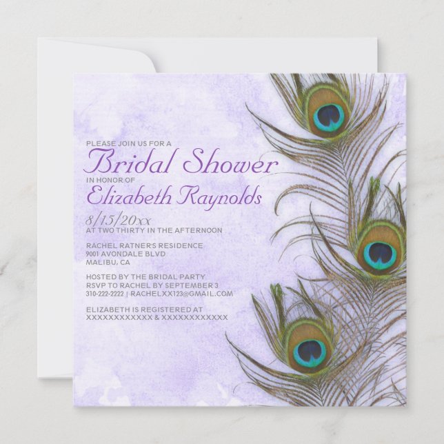 Invitaciones nupciales de la ducha de la pluma (Anverso)