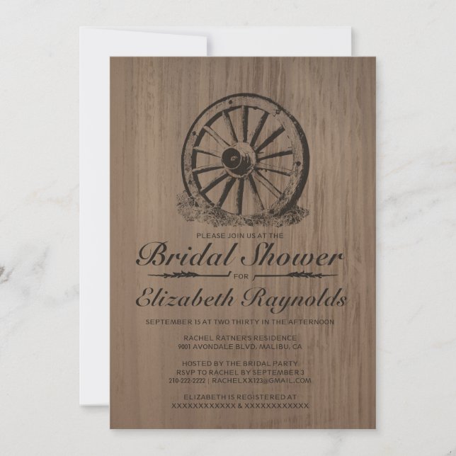Invitaciones nupciales de la ducha de la rueda de (Anverso)