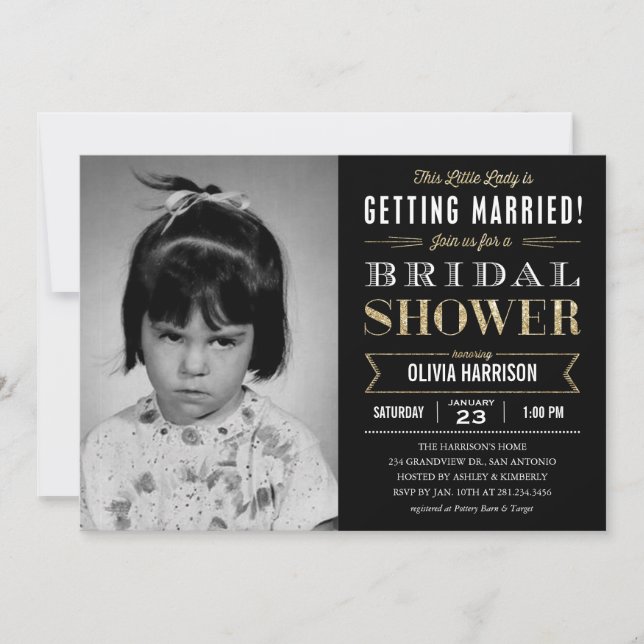 Invitaciones nupciales de la ducha de la vieja (Anverso)