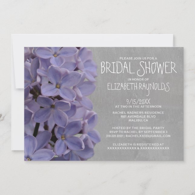 Invitaciones nupciales de la ducha de las lilas (Anverso)