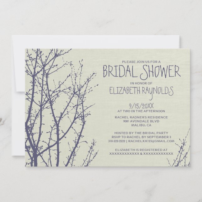 Invitaciones nupciales de la ducha de las ramas de (Anverso)