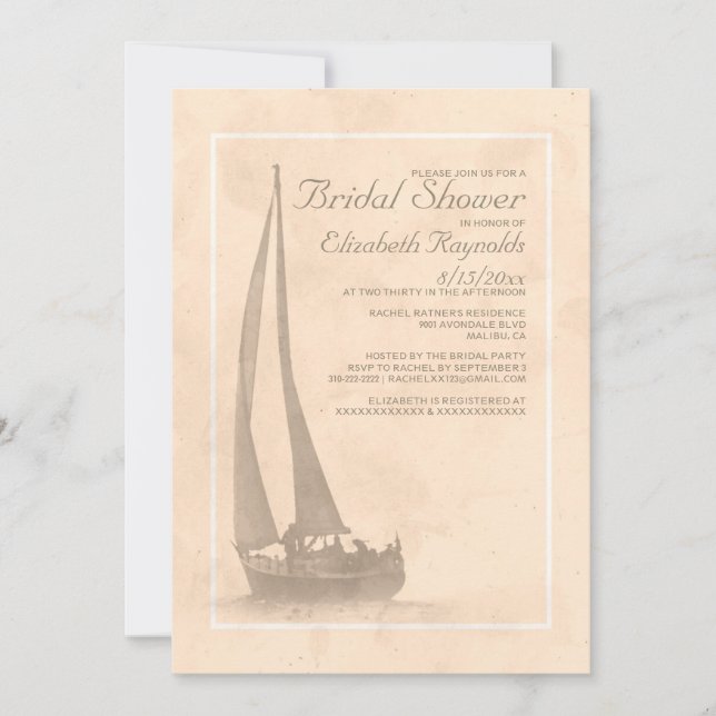 Invitaciones nupciales de la ducha de los barcos (Anverso)