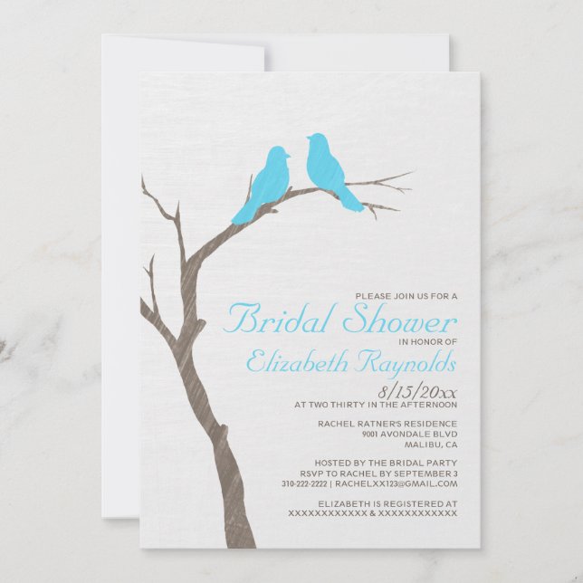 Invitaciones nupciales de la ducha de los pájaros (Anverso)