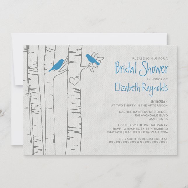 Invitaciones nupciales de la ducha de los pájaros (Anverso)