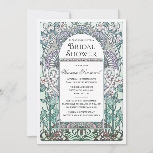 Invitaciones nupciales de la ducha de Nouveau del (Anverso)