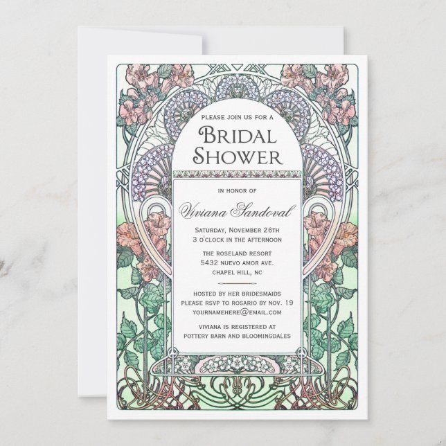 Invitaciones nupciales de la ducha de Nouveau del (Anverso)