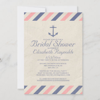 Invitaciones nupciales de la ducha del ancla del