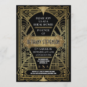 Invitaciones nupciales de la ducha del art déco