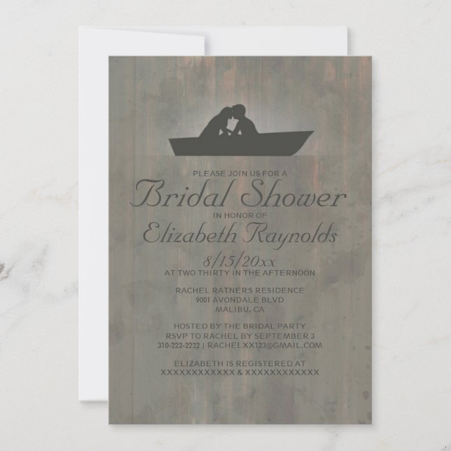 Invitaciones nupciales de la ducha del barco del (Anverso)