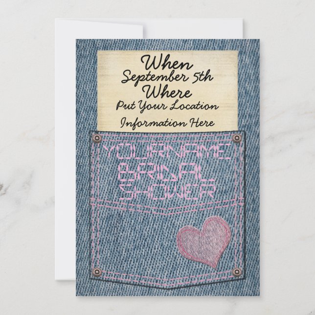 Invitaciones nupciales de la ducha del bolsillo de (Reverso)