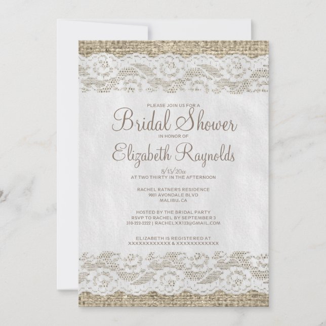 Invitaciones nupciales de la ducha del cordón (Anverso)