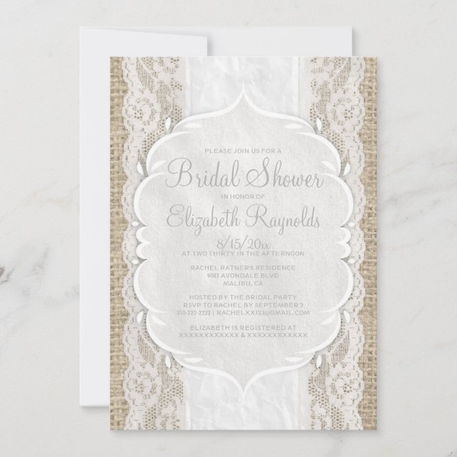Invitaciones nupciales de la ducha del cordón de (Anverso)