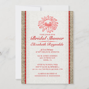 Invitaciones nupciales de la ducha del cordón rojo
