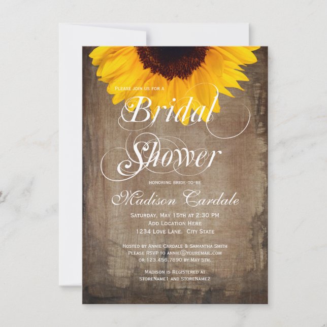 Invitaciones nupciales de la ducha del girasol (Anverso)
