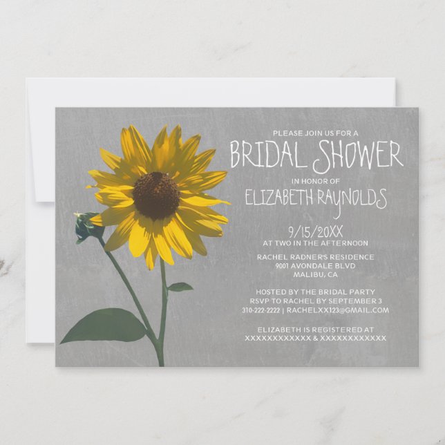 Invitaciones nupciales de la ducha del girasol (Anverso)