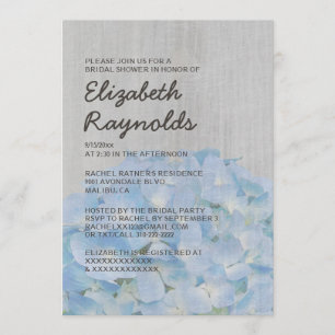 Invitaciones nupciales de la ducha del Hydrangea