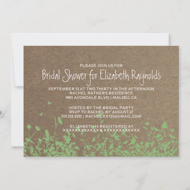 Invitaciones nupciales de la ducha del jardín (Anverso)