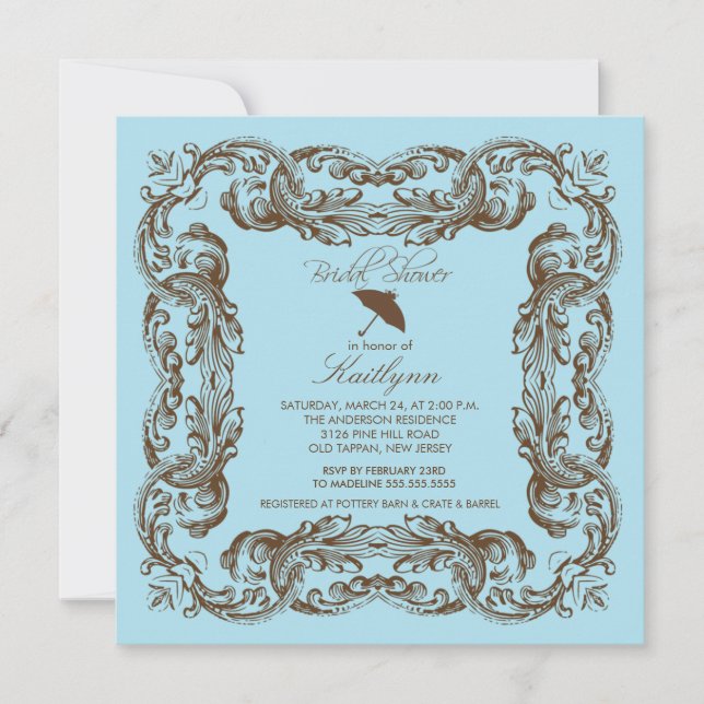 Invitaciones nupciales de la ducha del marco del (Anverso)