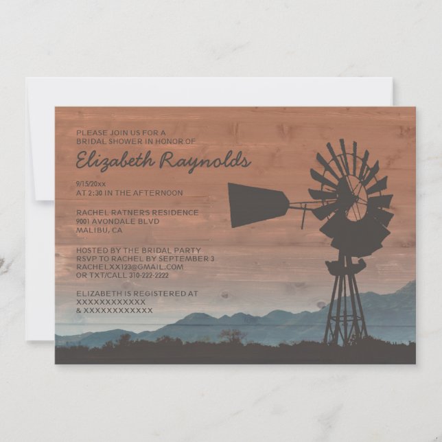 Invitaciones nupciales de la ducha del molino de (Anverso)